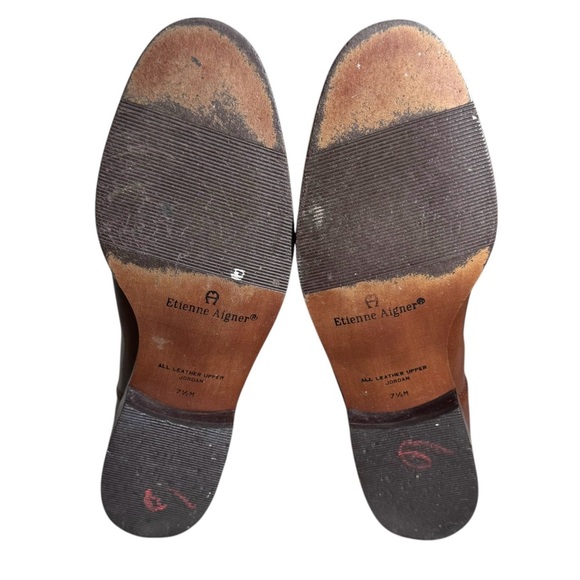 Vintage Etienne Aigner Womens Riding Boot Sz 7.5 Brown Leather Equestrian Preppy - Picture 13 of 14